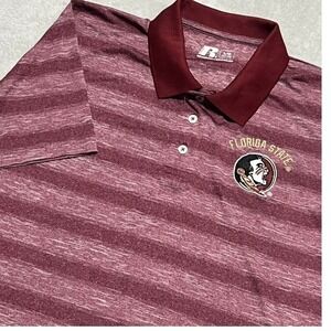 Mens Florida State Seminoles Russell Athletic Striped Polo Shirt Large